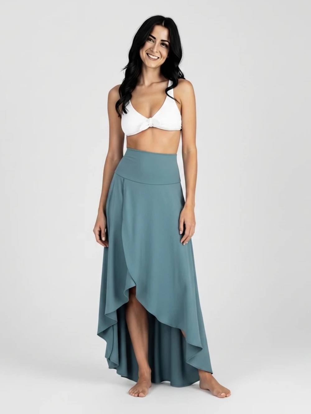 O’Neill Ambrosio High Low Asymmetrical Boho Maxi Skirt Sage Green XS NWT